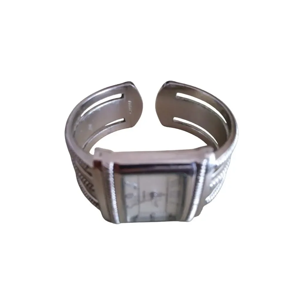 Premier Designs Womens Retro Vintage Silver Cuff Watch Square Case Quartz